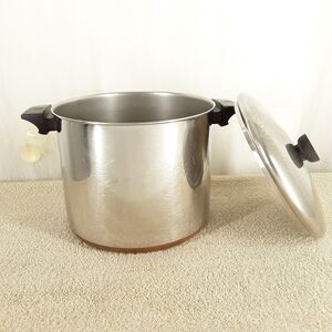 Revere Ware 6 Qt (8qt?) Stock Pot + Lid, 1801 Copper Bottom on Stainless vintage
